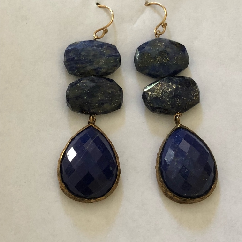 BLUE LAPIS AND 18K GOLD VERMEIL EARRINGS